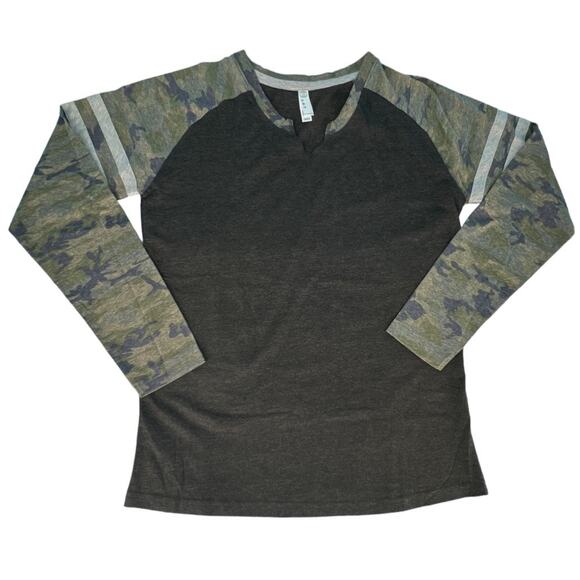 LAT Ladies Gameday Mashup Raglan Long Sleeve Tee Shirt Smoke Camo Size Large - Picture 5 of 10